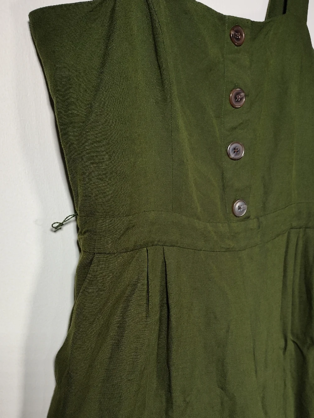 Ann Taylor green linen blend wide leg one piece jumpsuit 16